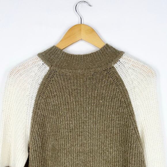 Ripe Women's Color Block Maternity Ribbed Knit Sweater Medium Tan Nursing - Picture 10 of 15